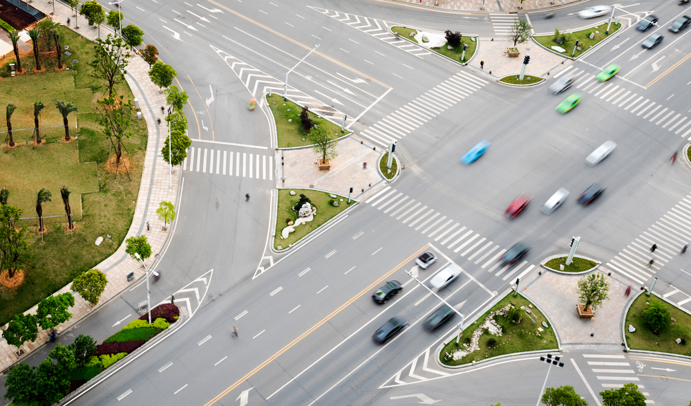 cars going through an intersection