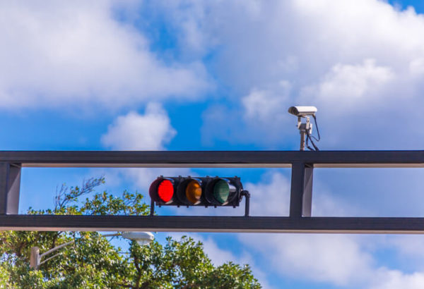 red light camera at an intersection