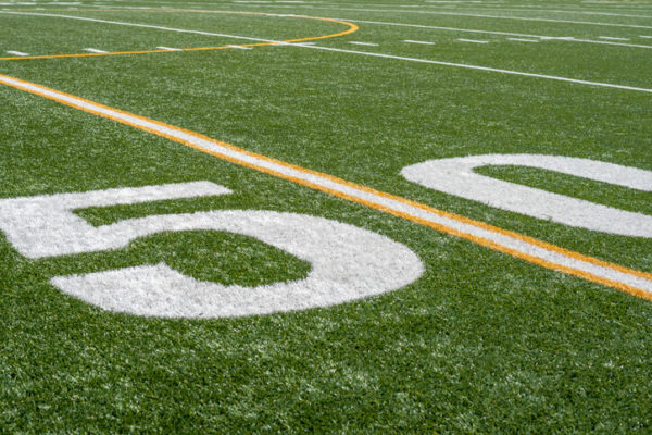 50 yard line on a football field