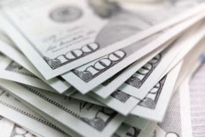 stack of dollars spread out