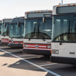 Row of Parked Public Buses
