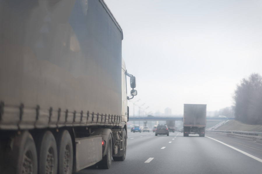 semi-truck driving on highway