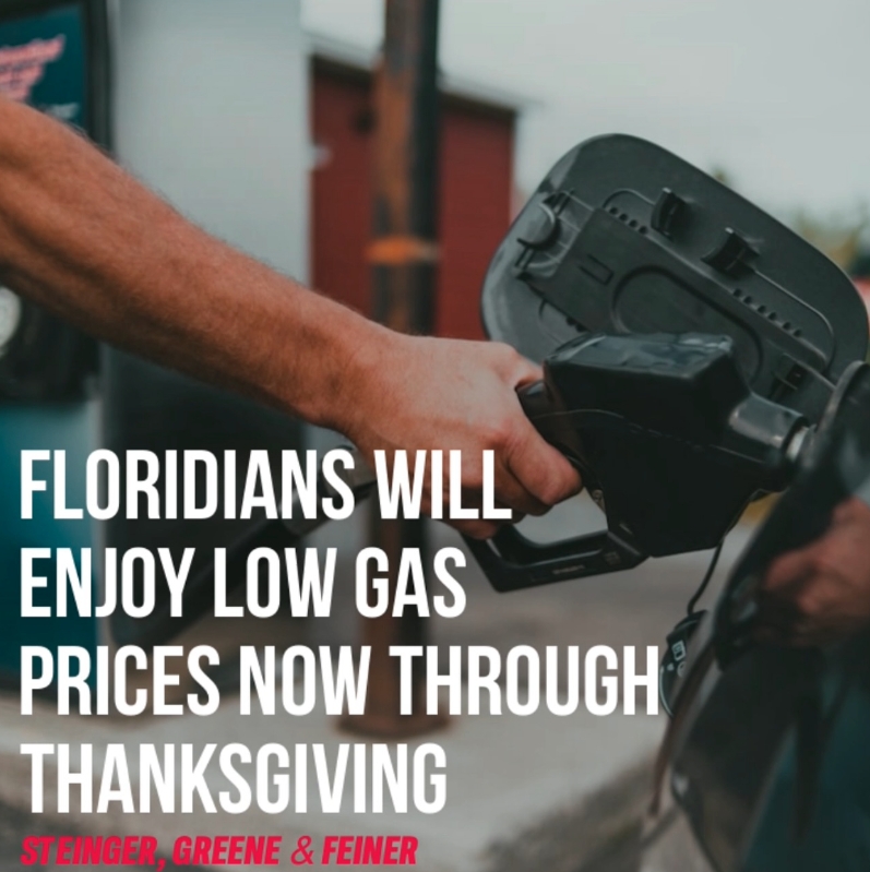 Steinger Greene Feinger Car Accident Lawyers Driving for Thanksgiving Gas Prices Lowered